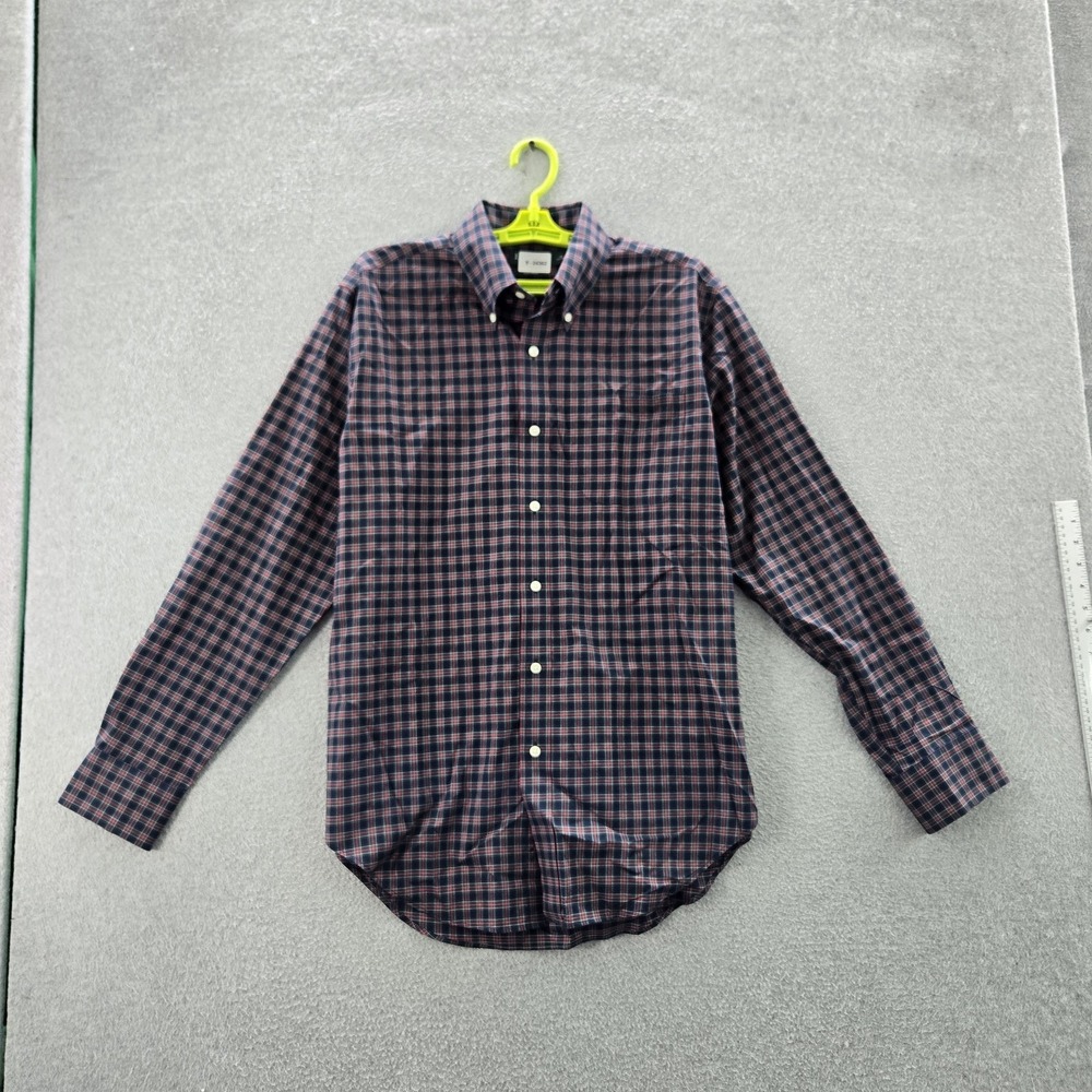 Lauren Ralph Men Button Up Shirt 16 Navy Plaid Long Sleeve